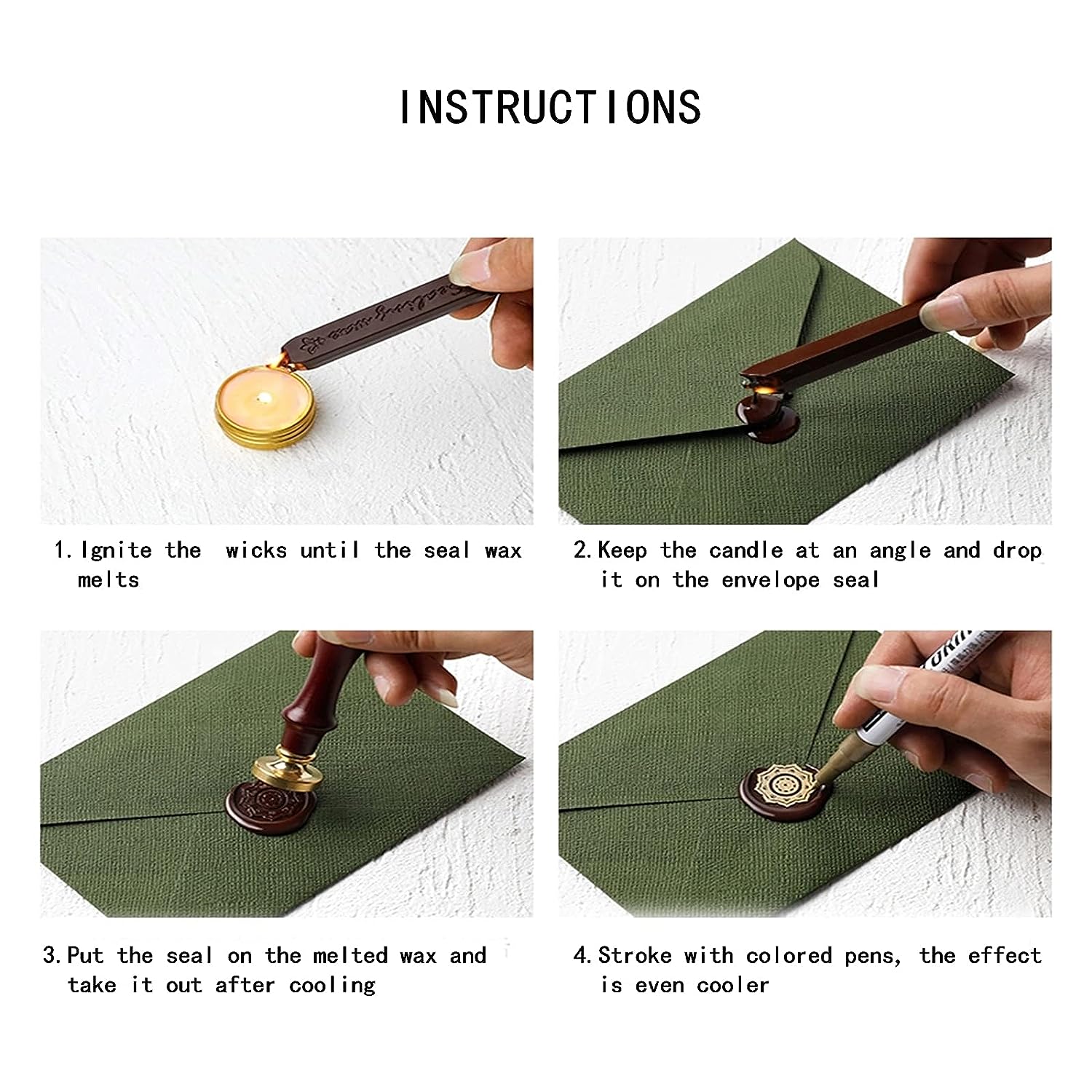 12pcs/bag Metallic Mixed Color - Wax Seal Stamp Set recension och pris